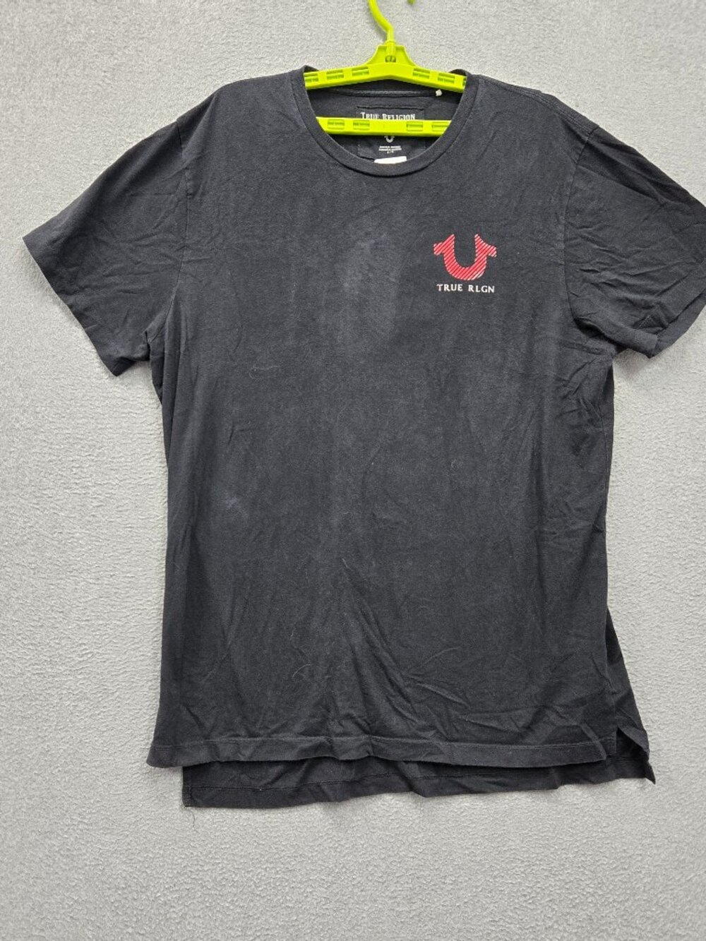 True Religion Men Shirt XL Black Logo Graphic Print Short Sleeve Crew Neck Tee